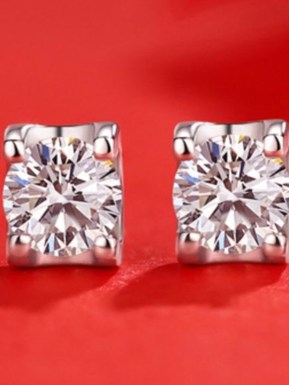 Certified 2ct. t.w. Moissanite Diamond 4 Prone Solitaire Stud Earrings NEW